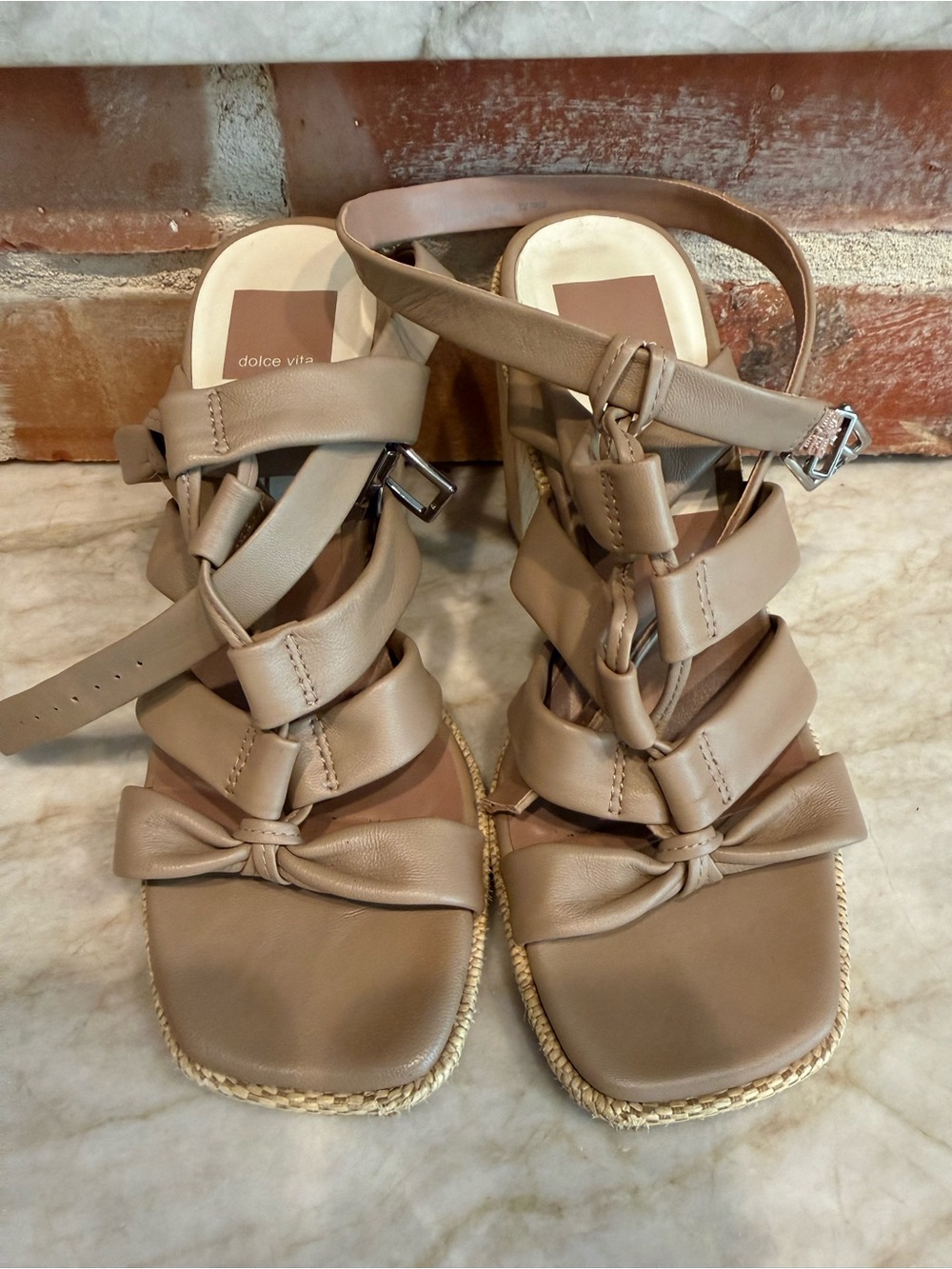 Dolce Vita Taupe Knot-Strap Sandals